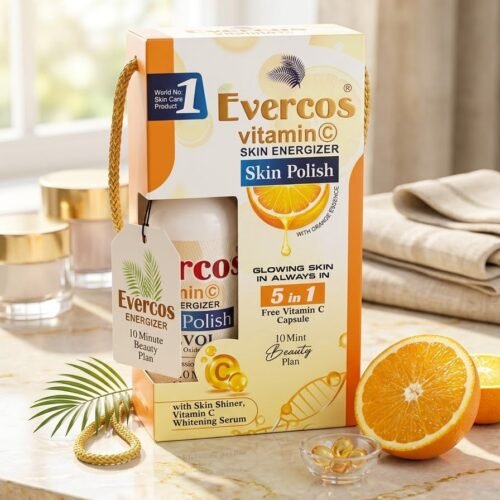 EVERCOS VITAMIN C SKIN ENERGIZER SKIN POLISH GLOWING SKIN IN ALWAYS 5 in 1 FREE VITAMIN C CAPSULE