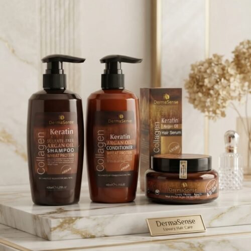 DermaSense Keratin Argan Oil Hair Care Set.